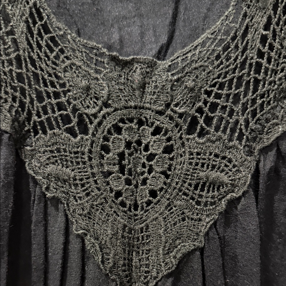 Vintage Gadzooks 100% modal Elegant Black Lace Women's Top made in the USA M